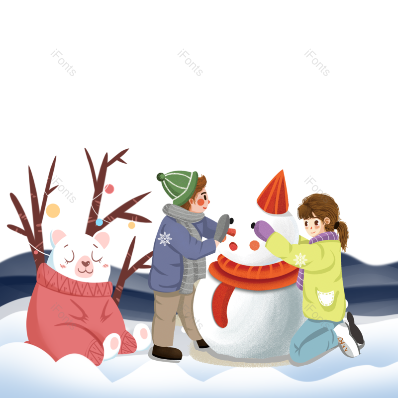 雪地图片,立冬元素,雪人PNG,冬天免抠素材